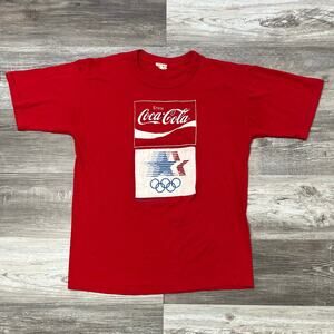 Vintage 1980 Signal Enjoy Coca Cola LA‎ Olympic Committee Red Mens M T-Shirt USA